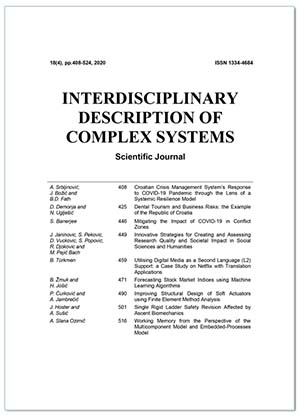 ZNANSTVENI ČASOPIS INTERDISCIPLINARY DESCRIPTION OF COMPLEX SYSTEMS 18(4)-B, Grupa autora