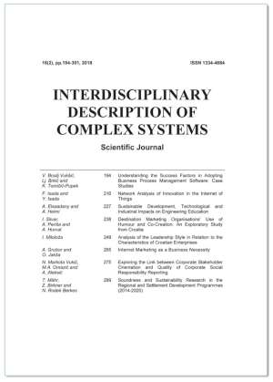 ZNANSTVENI ČASOPIS „INTERDISCIPLINARY DESCRIPTION OF COMPLEX SYSTEMS“16(2)