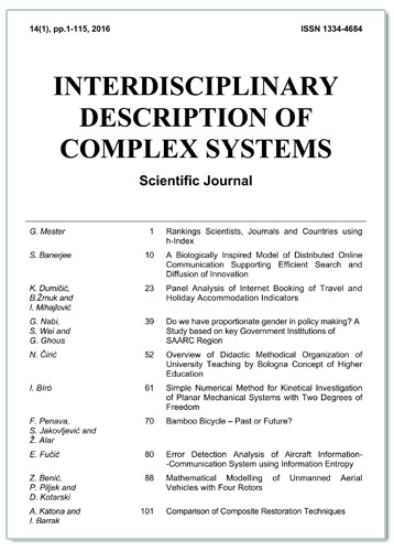 ZNANSTVENI ČASOPIS „INTERDISC. DESCRIP. OF COMPLEX SYSTEMS“