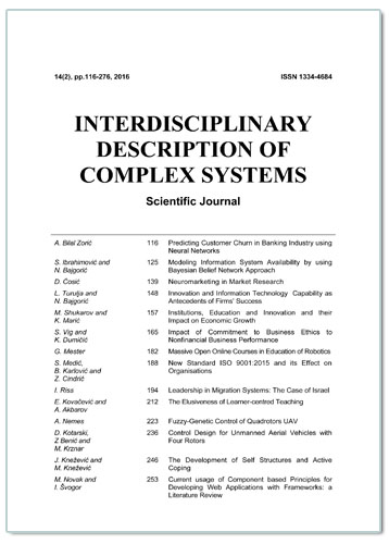 ZNANSTVENI ČASOPIS „INTERDISC. DESCRIP. OF COMPLEX SYSTEMS“