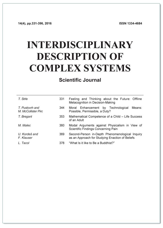 ZNANSTVENI ČASOPIS „INTERDISC. DESCRIP. OF COMPLEX SYSTEMS“